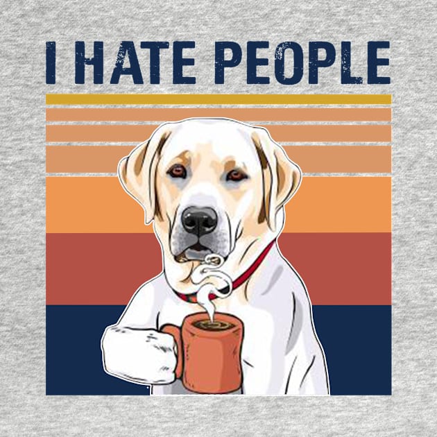 Golden Retriever Drink Coffee I Hate People by binnacleenta